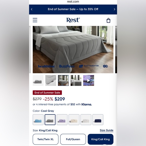 Rest Cooling Comforter King Size MSRP $279!